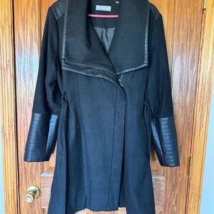 Stitch Fix Bagatelle Black Women's Coat with Leather Accents XXL EUC